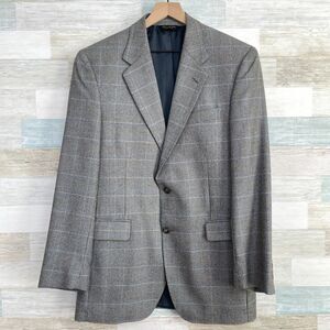 Jos A Bank Signature Gold Sport Coat Blue Wool Silk Windowpane Mens 41L 41 Long